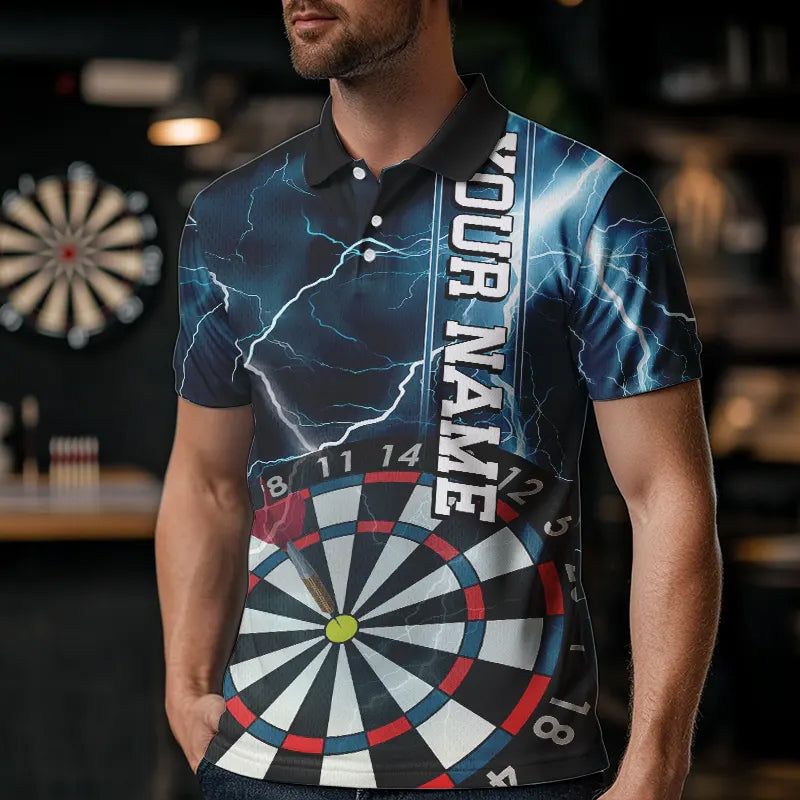 Blue Thunder Lightning Dartboard Custom Dart Quarter-Zip, Dart Team