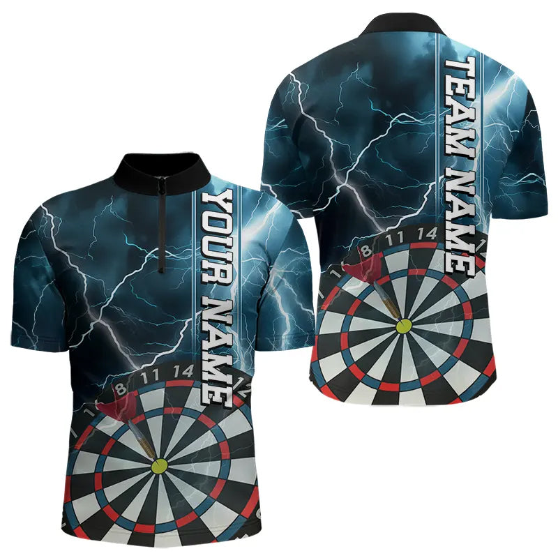 Blue Thunder Lightning Dartboard Custom Dart Quarter-Zip, Dart Team