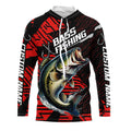 Black And Red Custom Bass Fishing, Largemouth Bass Long Sleeve Tournament Fishing