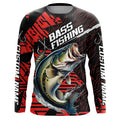 Black And Red Custom Bass Fishing, Largemouth Bass Long Sleeve Tournament Fishing