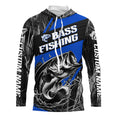 Black And Blue Camo Bass Long Sleeve Tournament Fishing, Custom Bass Fishing