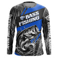 Black And Blue Camo Bass Long Sleeve Tournament Fishing, Custom Bass Fishing