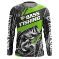 Black And Green Camo Bass Long Sleeve Tournament Fishing, Custom Bass Fishing