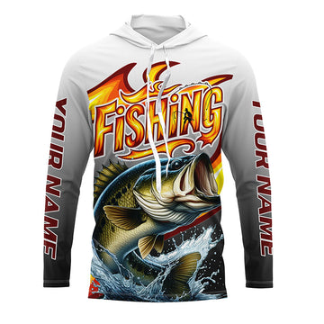 Custom Largemouth Bass Flame Fishing, Bass Long Sleeve Fishing Fishing Gifts