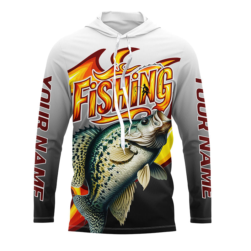 Custom Crappie Flame Fishing, Crappie Long Sleeve Fishing Fishing Gifts