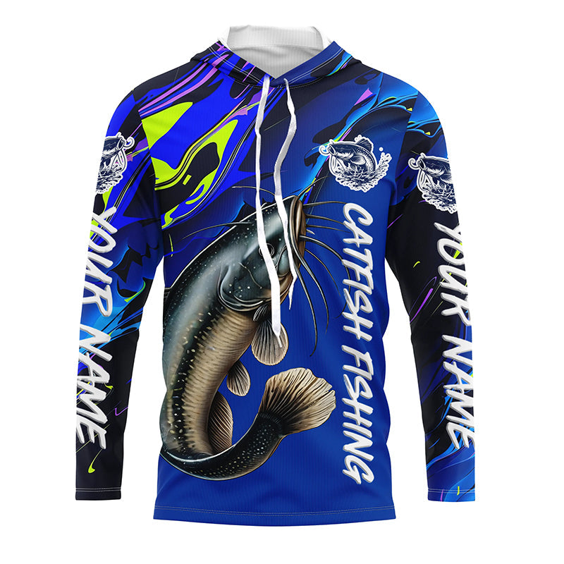 Custom Catfish Fishing Long Sleeve Tournament, Catfish Fishing Fishing Gifts | Blue