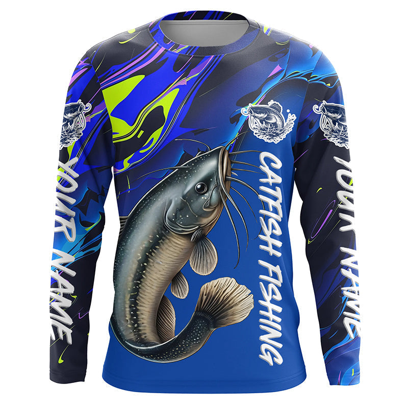 Custom Catfish Fishing Long Sleeve Tournament, Catfish Fishing Fishing Gifts | Blue