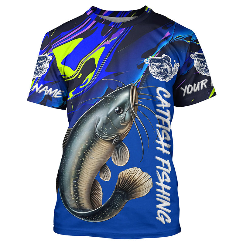 Custom Catfish Fishing Long Sleeve Tournament, Catfish Fishing Fishing Gifts | Blue