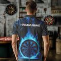 Custom Black And Blue Fire Flame Dartboard Dart Quarter-Zip, Dart Tournament