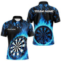 Custom Black And Blue Fire Flame Dartboard Dart Quarter-Zip, Dart Tournament