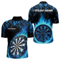 Custom Black And Blue Fire Flame Dartboard Dart Quarter-Zip, Dart Tournament