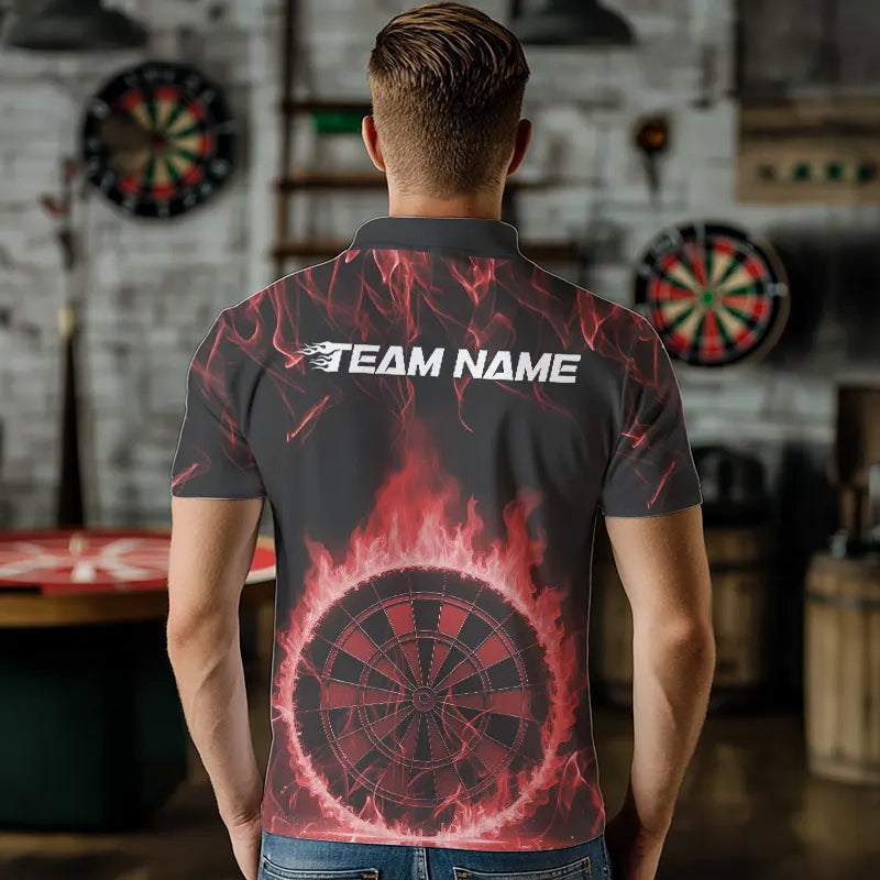 Custom Black And Red Fire Flame Dartboard Dart Quarter-Zip, Dart Tournament