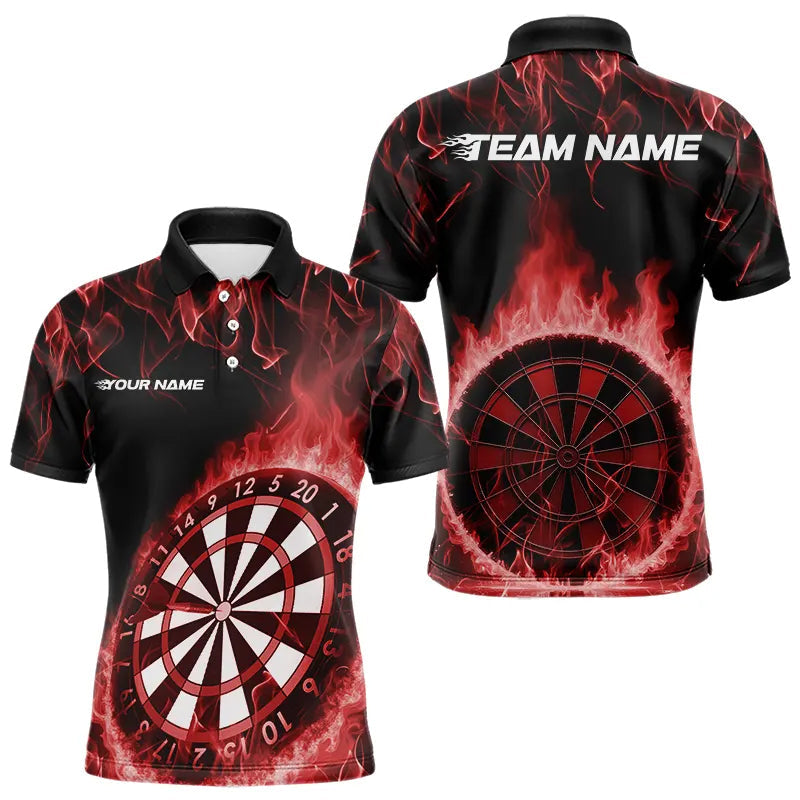 Custom Black And Red Fire Flame Dartboard Dart Quarter-Zip, Dart Tournament