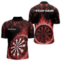 Custom Black And Red Fire Flame Dartboard Dart Quarter-Zip, Dart Tournament