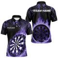 Custom Black And Purple Fire Flame Dartboard Dart Quarter-Zip, Dart Tournament