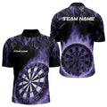 Custom Black And Purple Fire Flame Dartboard Dart Quarter-Zip, Dart Tournament