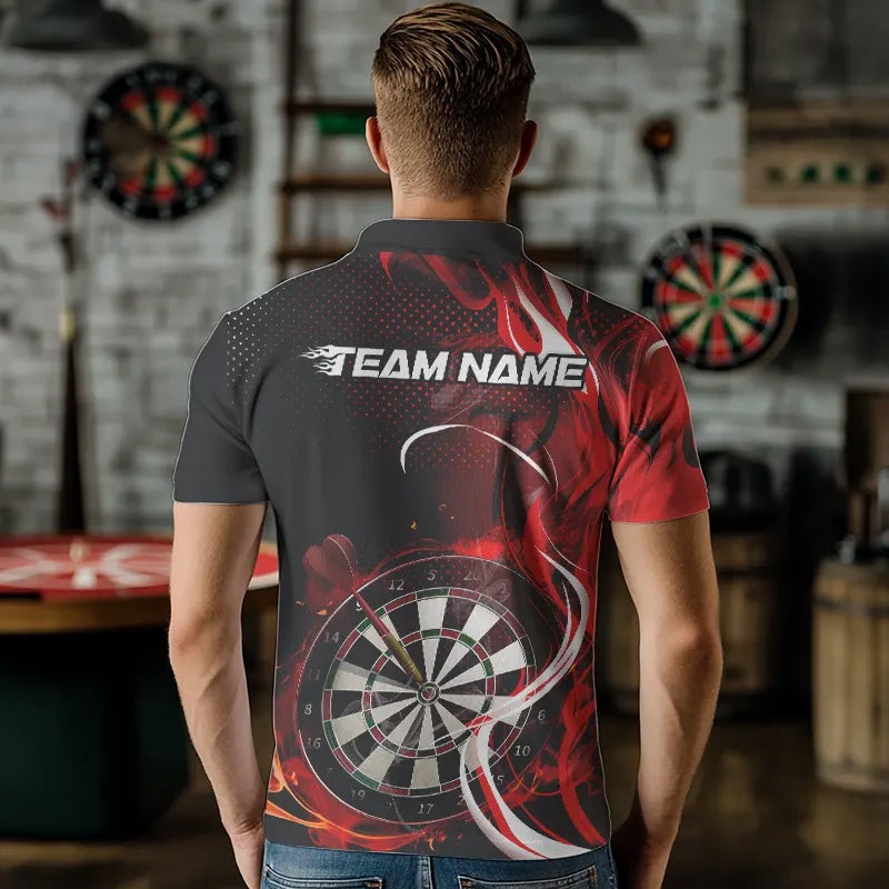 Custom Black And Red Flame Dart Team Quarter-Zip, Dart Tournament