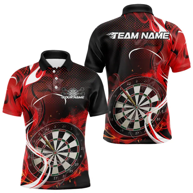 Custom Black And Red Flame Dart Team Quarter-Zip, Dart Tournament