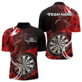 Custom Black And Red Flame Dart Team Quarter-Zip, Dart Tournament