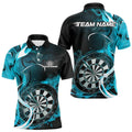 Custom Black And Blue Flame Dart Team Quarter-Zip, Dart Tournament