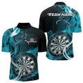 Custom Black And Blue Flame Dart Team Quarter-Zip, Dart Tournament