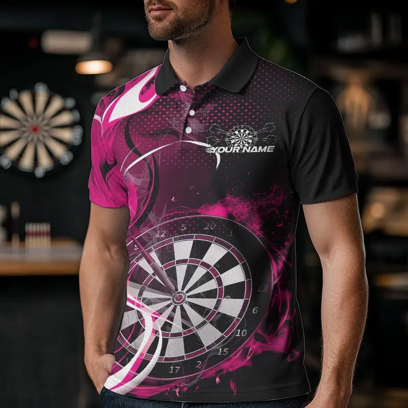 Custom Black And Pink Flame Dart Team Quarter-Zip, Dart Tournament