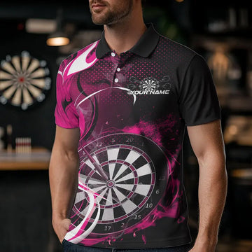 Custom Black And Pink Flame Dart Team Quarter-Zip, Dart Tournament