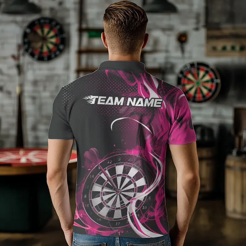 Custom Black And Pink Flame Dart Team Quarter-Zip, Dart Tournament
