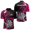Custom Black And Pink Flame Dart Team Quarter-Zip, Dart Tournament