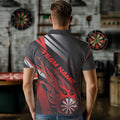 Custom Black And Red Flame Dartboard Dart Team Quarter-Zip, Fire Dart