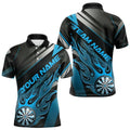 Custom Black And Blue Flame Dartboard Dart Team Quarter-Zip, Fire Dart