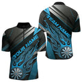 Custom Black And Blue Flame Dartboard Dart Team Quarter-Zip, Fire Dart