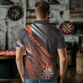 Custom Black And Orange Flame Dartboard Dart Team Quarter-Zip, Fire Dart