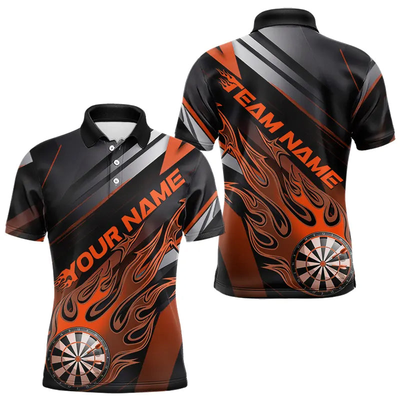 Custom Black And Orange Flame Dartboard Dart Team Quarter-Zip, Fire Dart