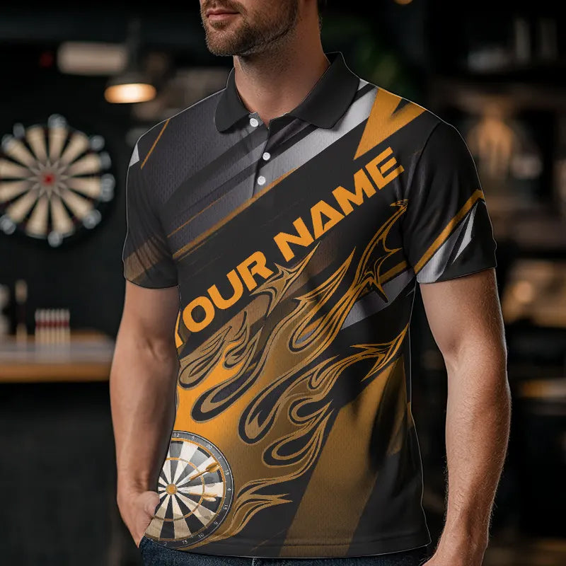 Custom Black And Yellow Flame Dartboard Dart Team, Fire Dart