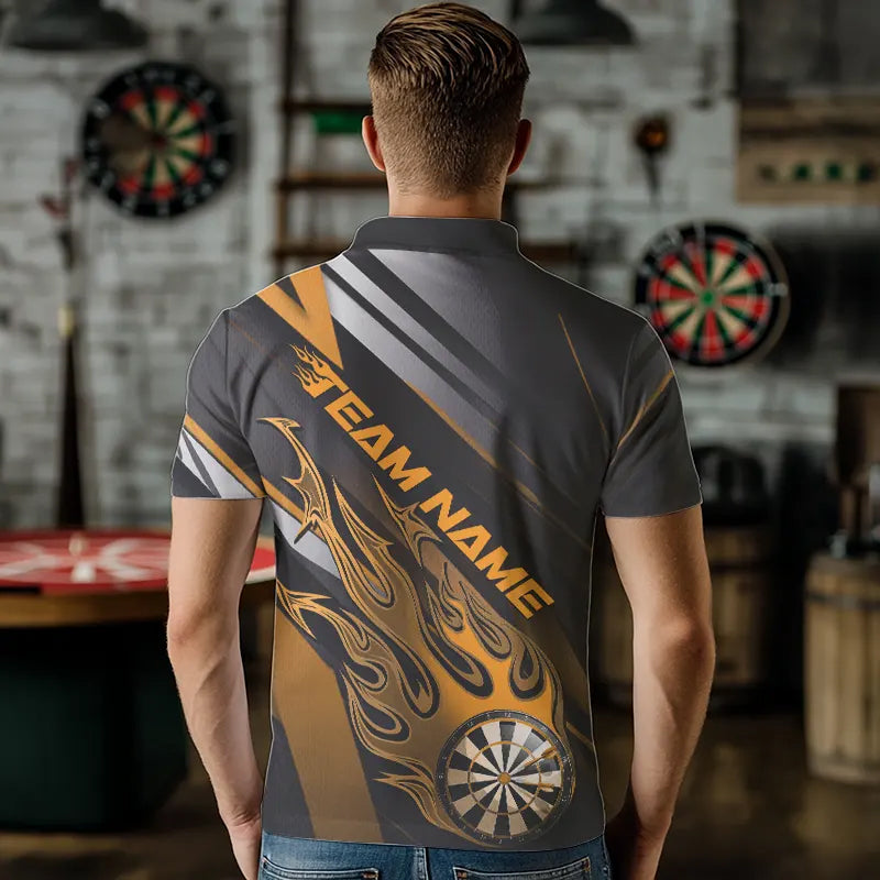 Custom Black And Yellow Flame Dartboard Dart Team, Fire Dart