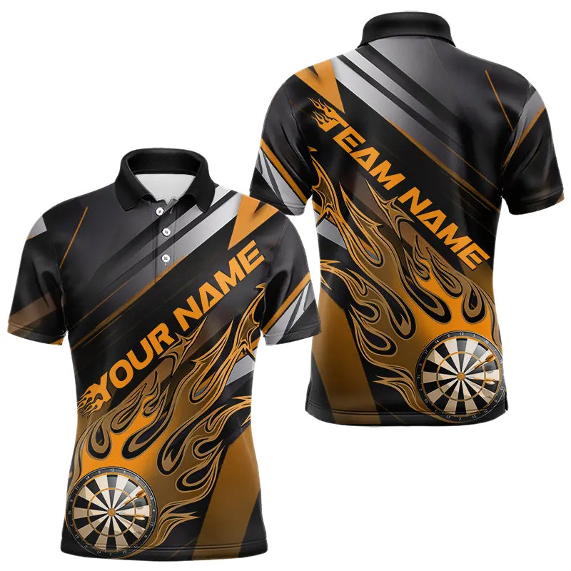Custom Black And Yellow Flame Dartboard Dart Team, Fire Dart