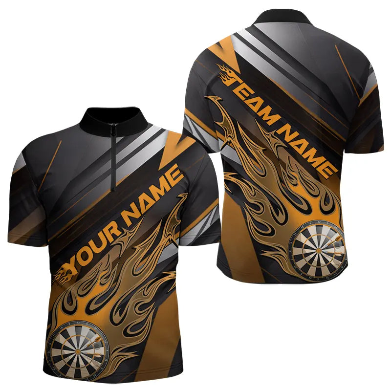 Custom Black And Yellow Flame Dartboard Dart Team, Fire Dart