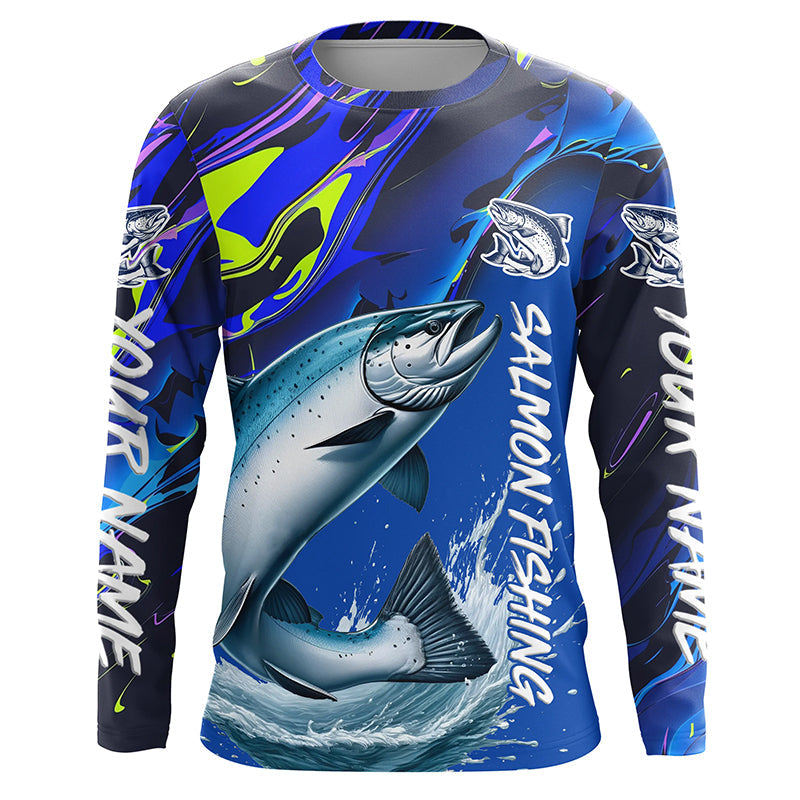 Personalized Chinook Salmon Long Sleeve Fishing, King Salmon Fishing