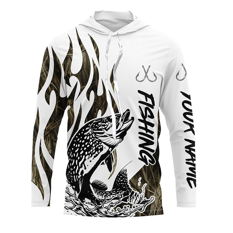 Pike Fishing Camo Tattoo Custom Long Sleeve Fishing, Pike Tournament Fishing
