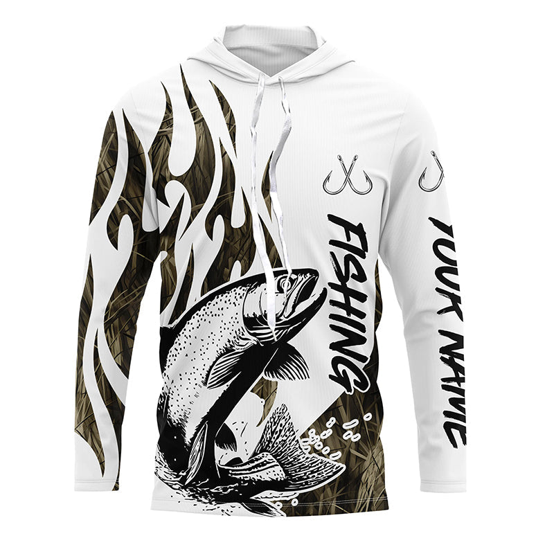 Rainbow Trout Fishing Camo Tattoo Custom Long Sleeve Fishing, Trout Tournament Fishing