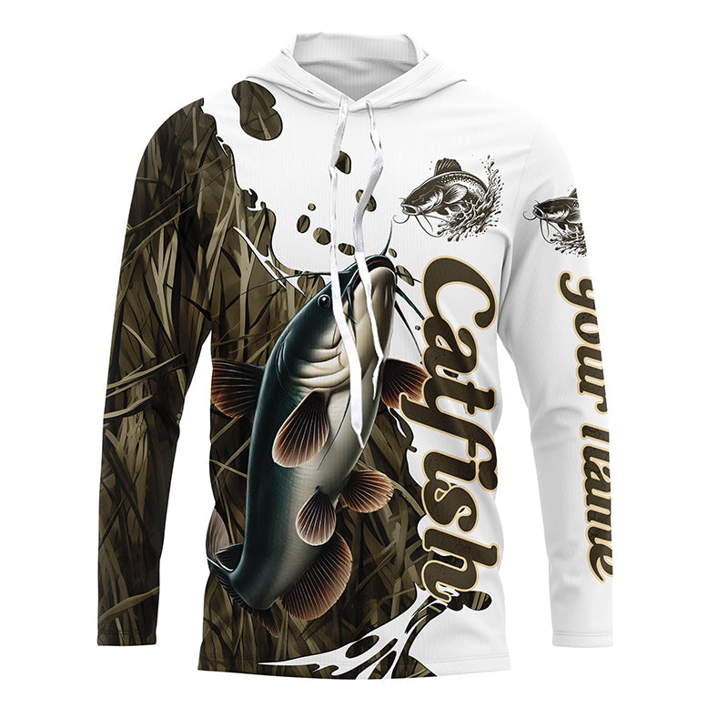 Grass Lake Camo Custom Catfish Fishing Long Sleeve, Catfish Tournament Fishing