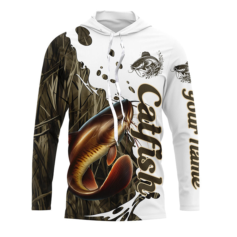 Grass Lake Camo Custom Catfish Fishing Long Sleeve, Catfish Tournament Fishing