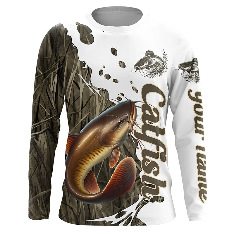 Grass Lake Camo Custom Catfish Fishing Long Sleeve, Catfish Tournament Fishing