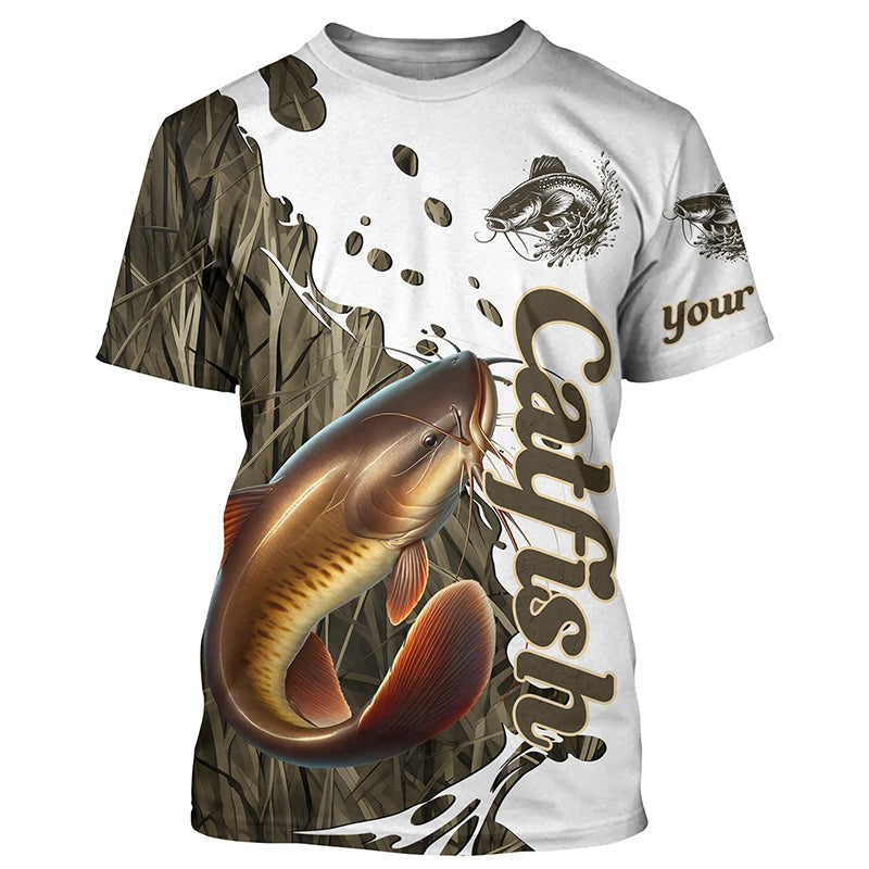 Grass Lake Camo Custom Catfish Fishing Long Sleeve, Catfish Tournament Fishing