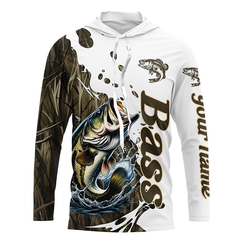 Grass Lake Camo Custom Bass Fishing Long Sleeve, Bass Tournament Fishing
