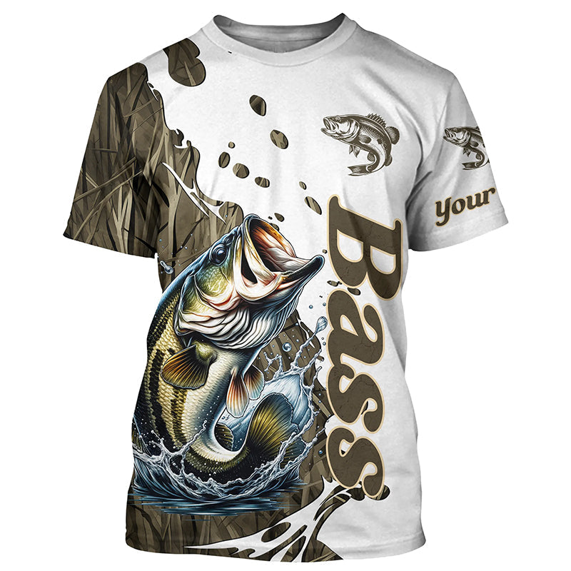 Grass Lake Camo Custom Bass Fishing Long Sleeve, Bass Tournament Fishing