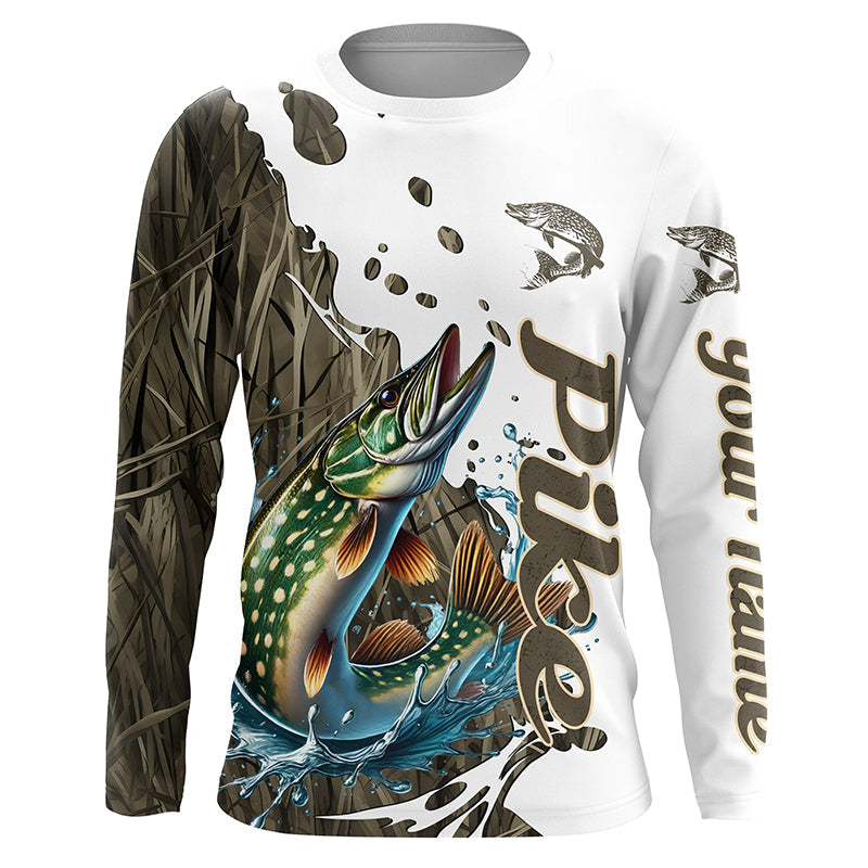 Grass Lake Camo Custom Pike Fishing Long Sleeve, Pike Tournament Fishing