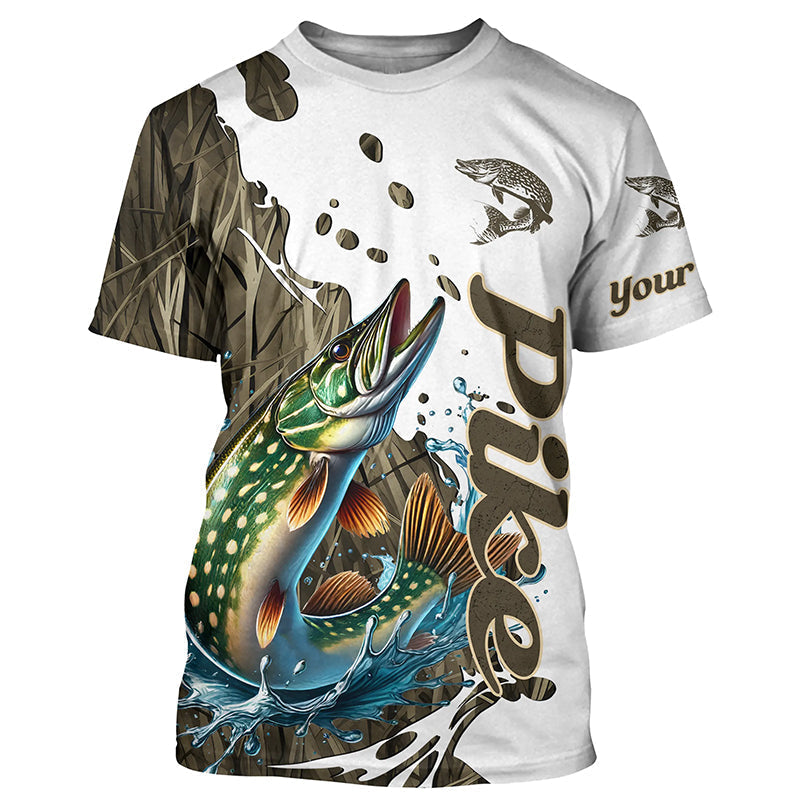 Grass Lake Camo Custom Pike Fishing Long Sleeve, Pike Tournament Fishing