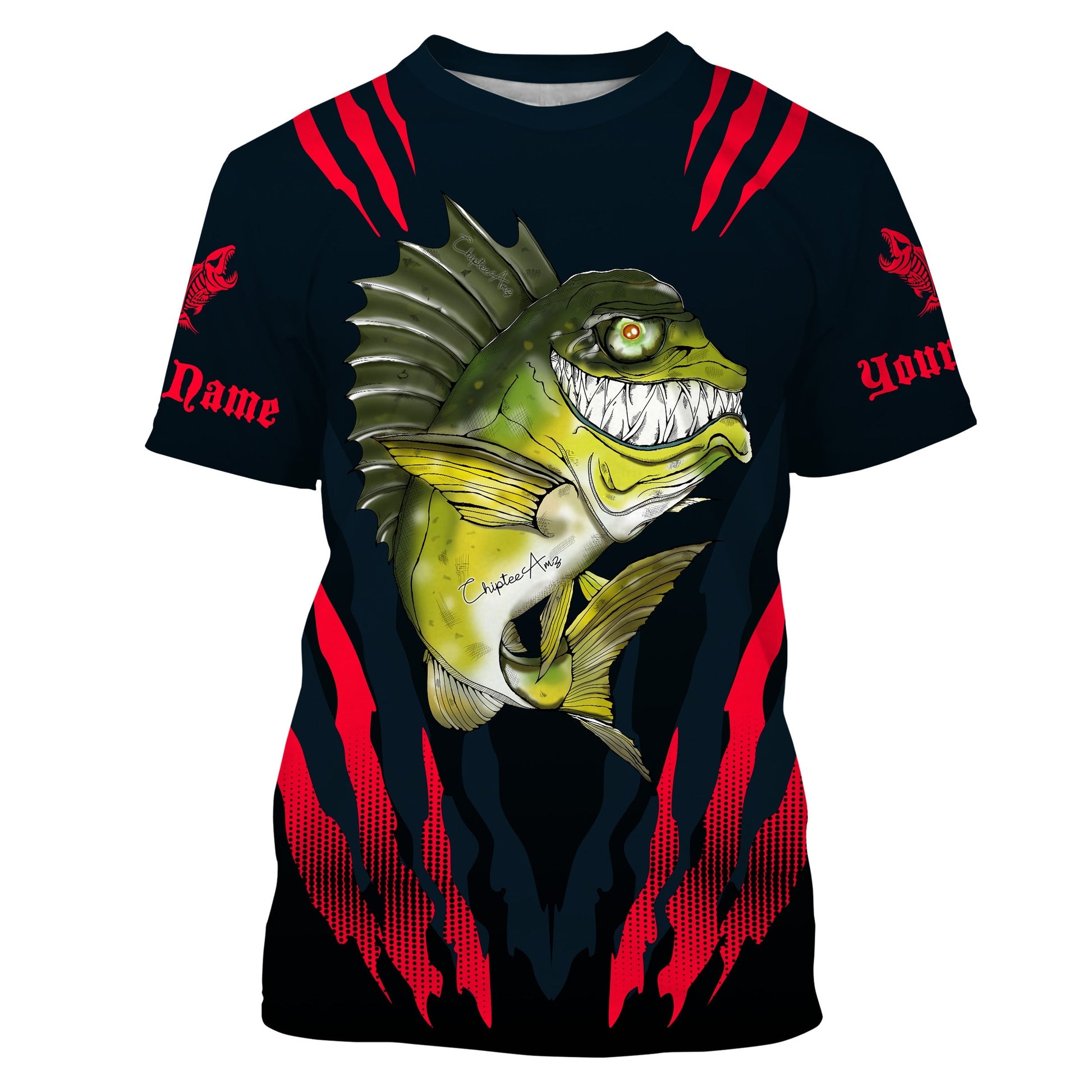 Angry Bass Fishing Custom Long sleeve Fishing, Bass fish reaper fishing | red